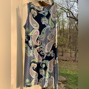 Sleeveless summer dress! Paisley navy and pink spring